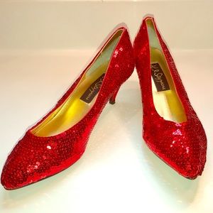 Red sequenced kitten heels size 8.5